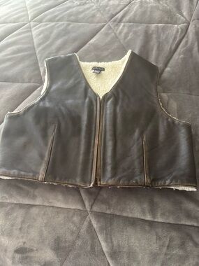 The Limited Brown Leather-Look Sherpa Vest